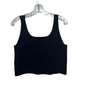 House of Harlow 1960 Woman's Sleeveless Black Crop Top Scoop Neck Sleeve Sz L